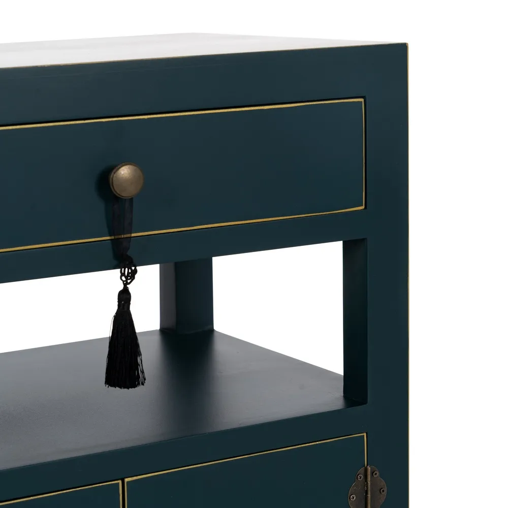 Noptiera design oriental albastru-verzui cu sertar | Mobila dormitor [9]