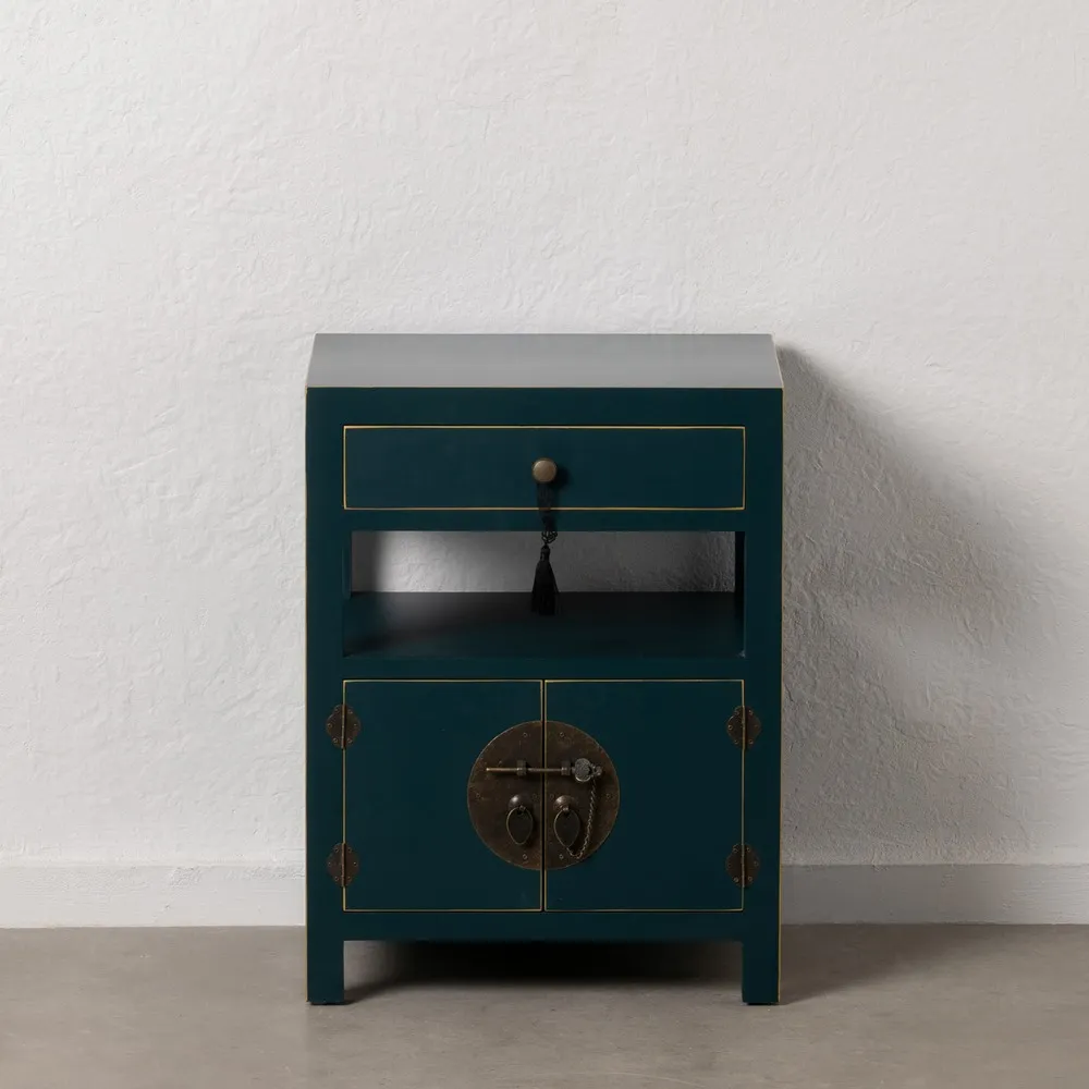 Noptiera design oriental albastru-verzui cu sertar | Mobila dormitor [1]
