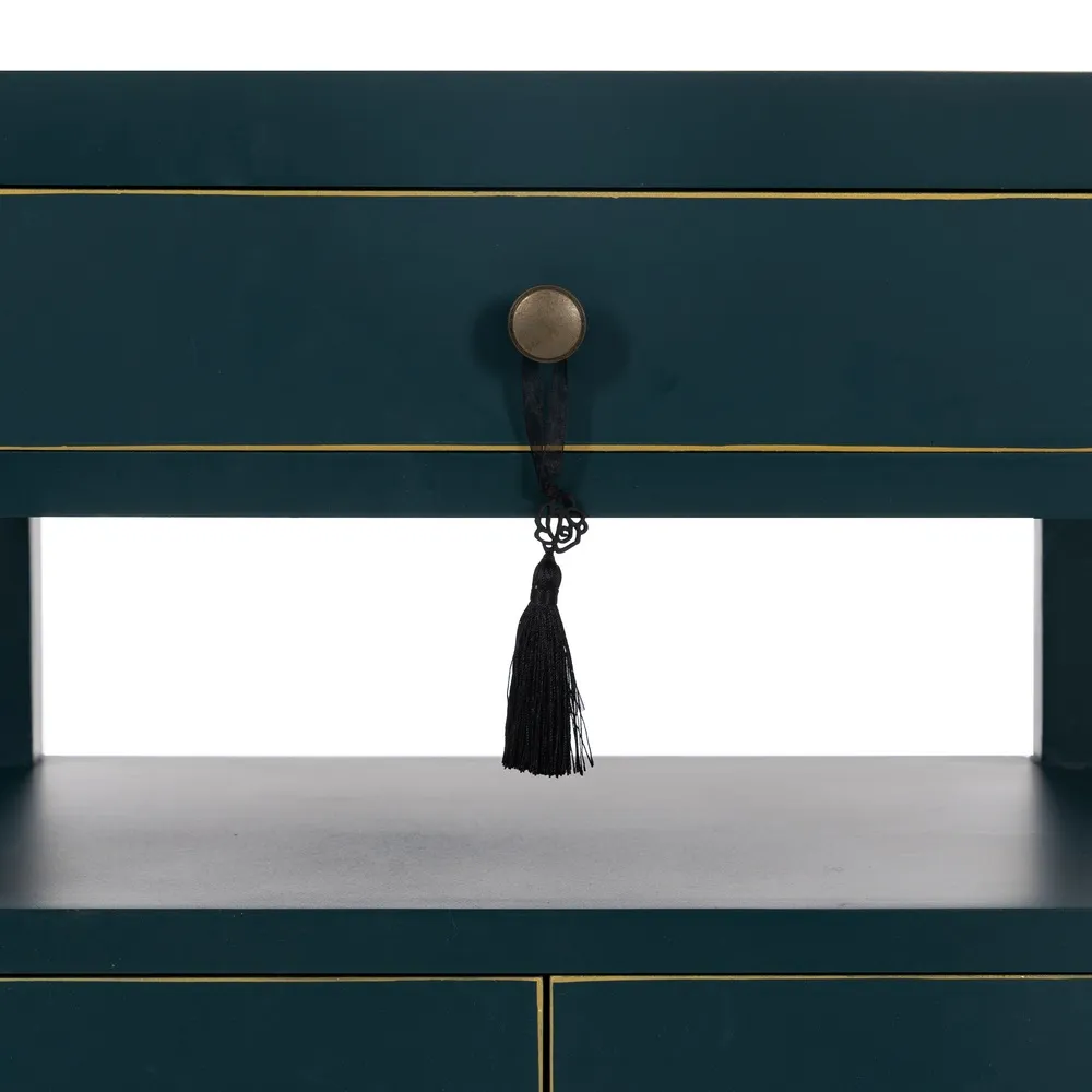 Noptiera design oriental albastru-verzui cu sertar | Mobila dormitor [5]