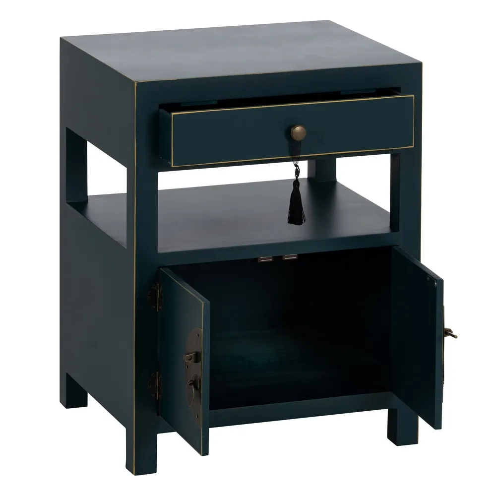 Noptiera design oriental albastru-verzui cu sertar | Mobila dormitor [3]