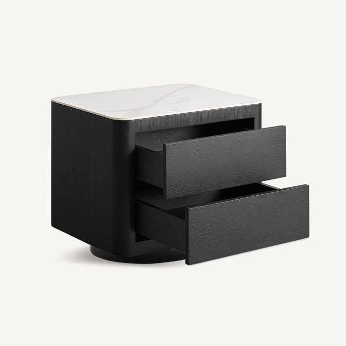 Noptiera art deco din MDF negru cu blat din piatra sinterizata [3]