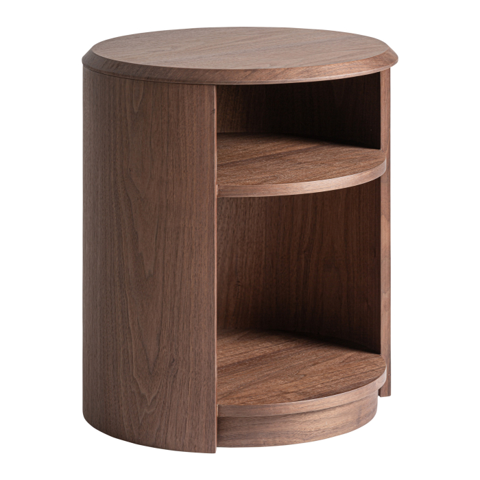 Noptieră din lemn cu finisaj nuc și design curbat Allevard [2]
