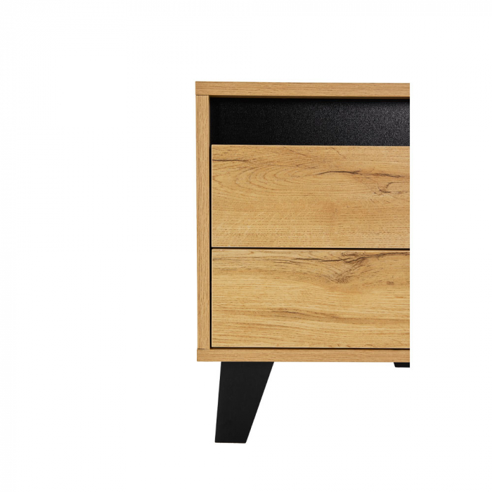 Noptiera Arabica sonoma cu sertare negre design modern [4]