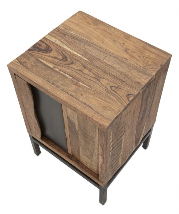Noptiera stil industrial vintage lemn metal CreativDeco [4]