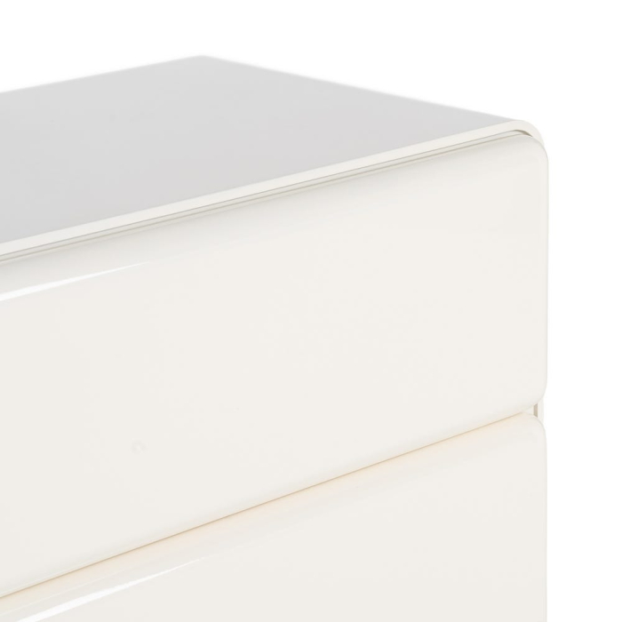 Noptiera din MDF lacuit crem cu doua sertare design minimalist sculptural [5]