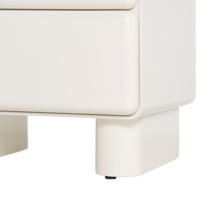 Noptiera din MDF lacuit crem cu doua sertare design minimalist sculptural [9]