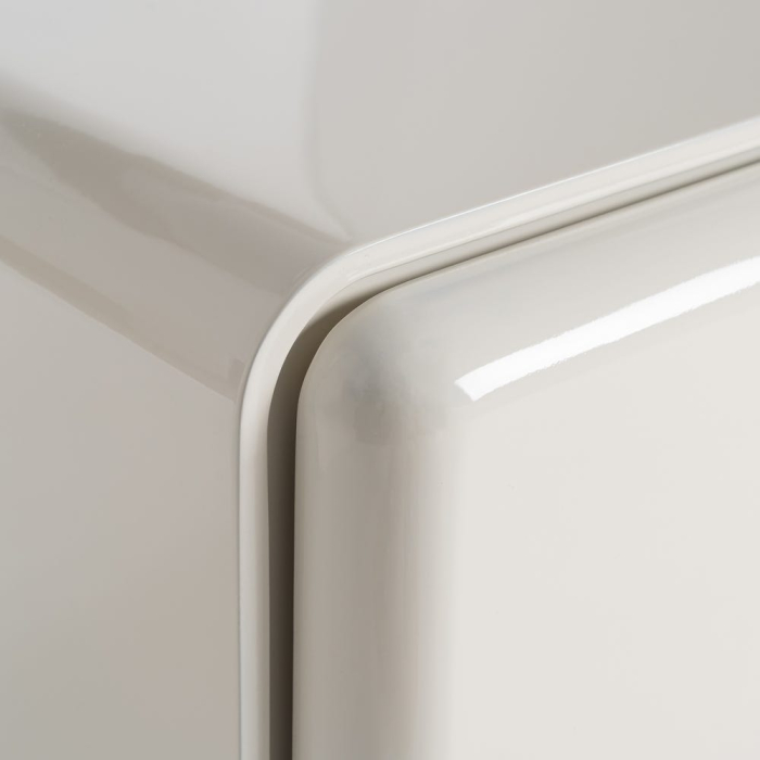 Noptiera din MDF lacuit crem cu doua sertare design minimalist sculptural [11]