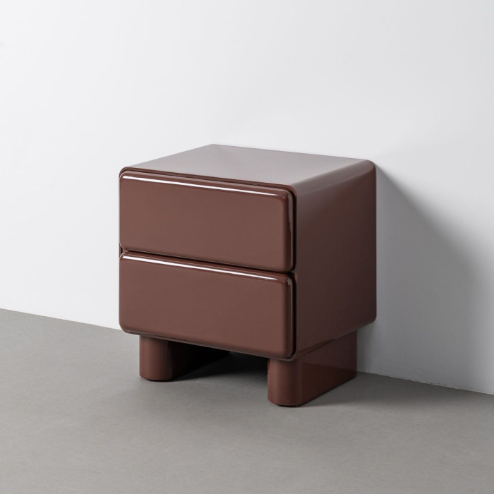 Noptiera din MDF lacuit garnet cu doua sertare design sculptural [2]