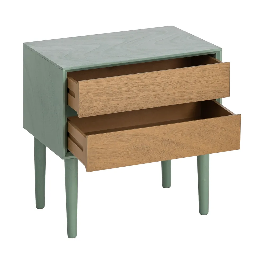 Noptieră din MDF verde cu două sertare [3]