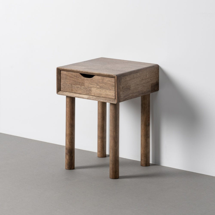 Noptiera din lemn maro cu sertar design minimalist [11]