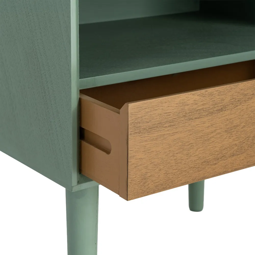 Noptieră din MDF verde cu sertar și compartiment deschis [7]