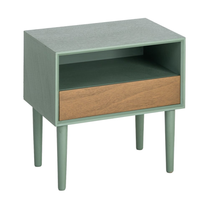 Noptieră din MDF verde cu sertar și compartiment deschis [3]