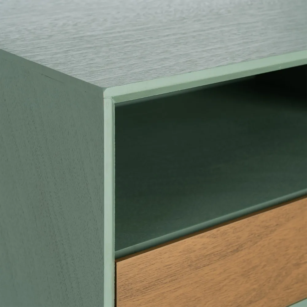 Noptieră din MDF verde cu sertar și compartiment deschis [4]