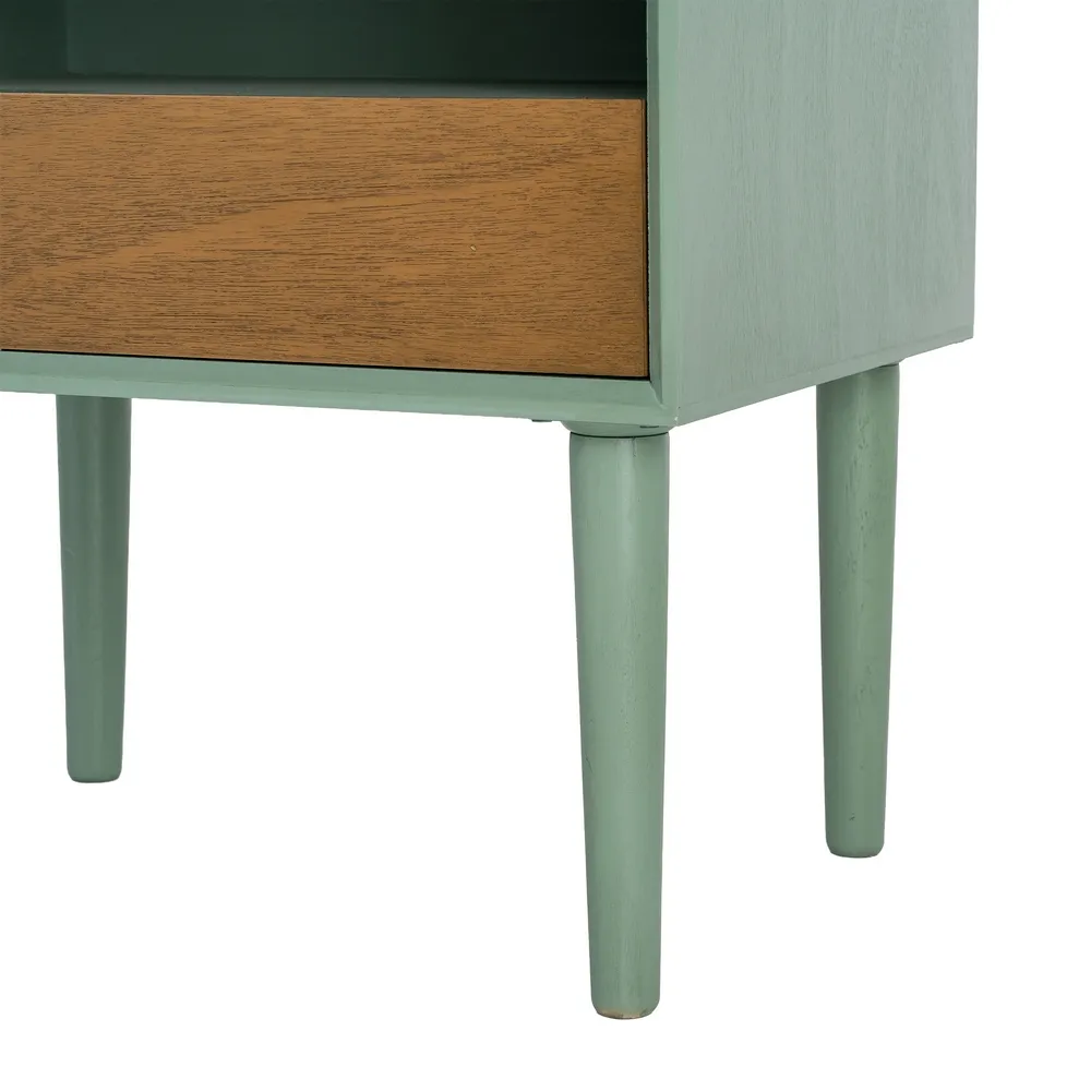 Noptieră din MDF verde cu sertar și compartiment deschis [5]