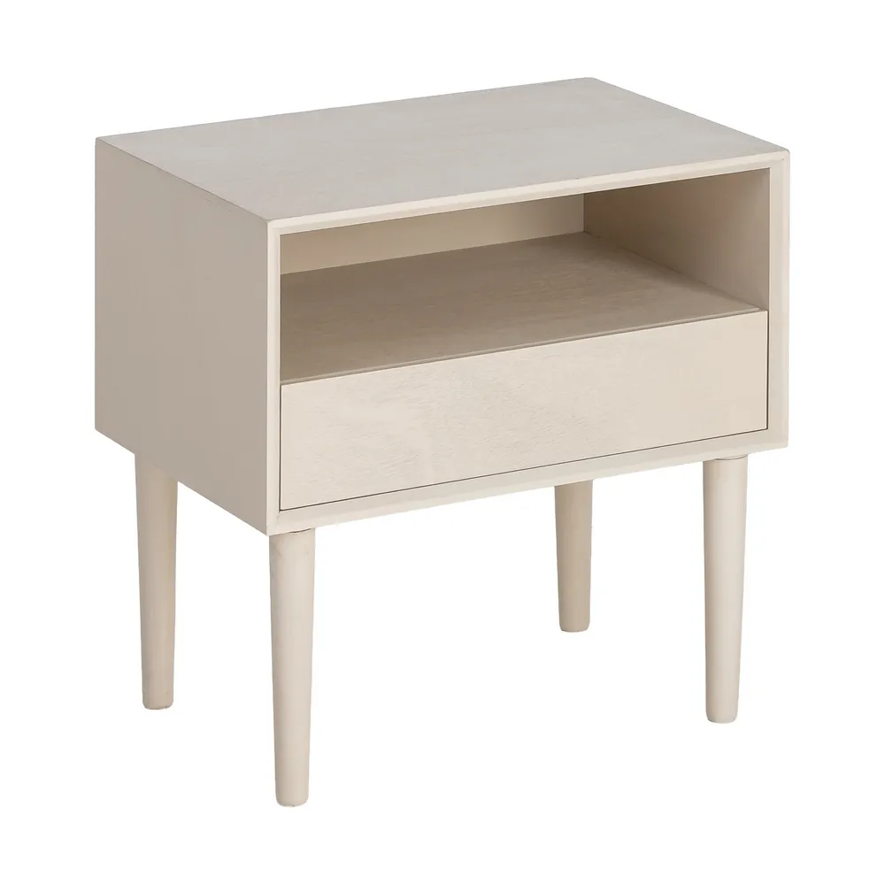 Noptieră din MDF crem cu sertar și compartiment deschis [2]