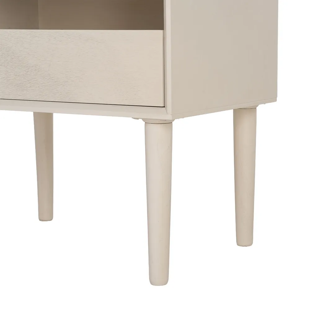 Noptieră din MDF crem cu sertar și compartiment deschis [6]