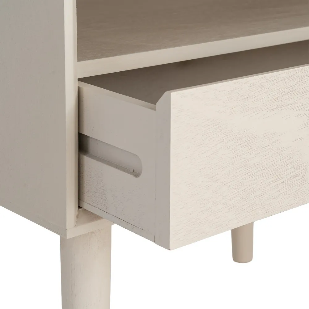 Noptieră din MDF crem cu sertar și compartiment deschis [5]