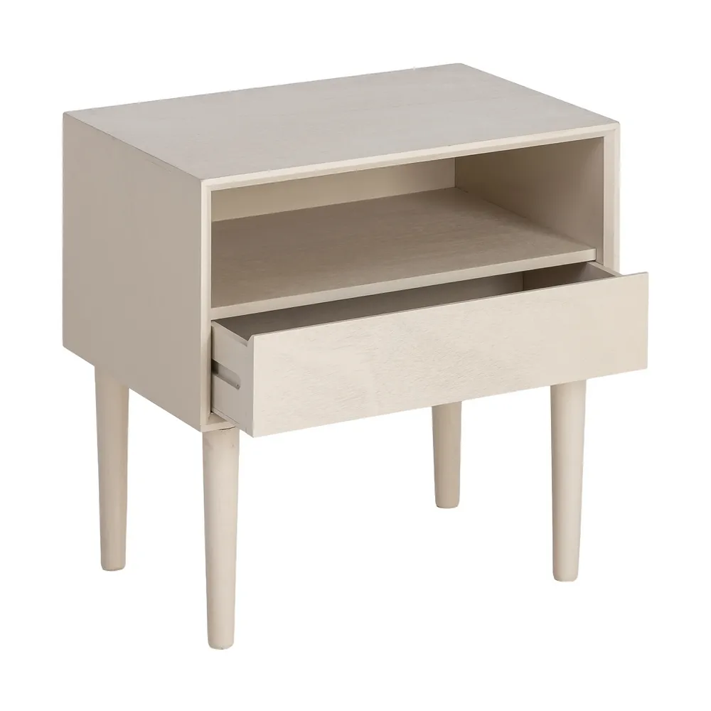Noptieră din MDF crem cu sertar și compartiment deschis [3]