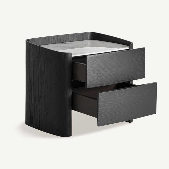 Noptiera neagra cu blat din piatra sinterizata si doua sertare Haesa [3]