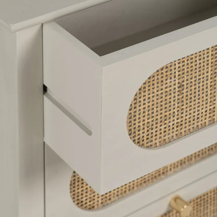 Noptiera alba MDF si ratan|Mobilier organizare elegant [6]