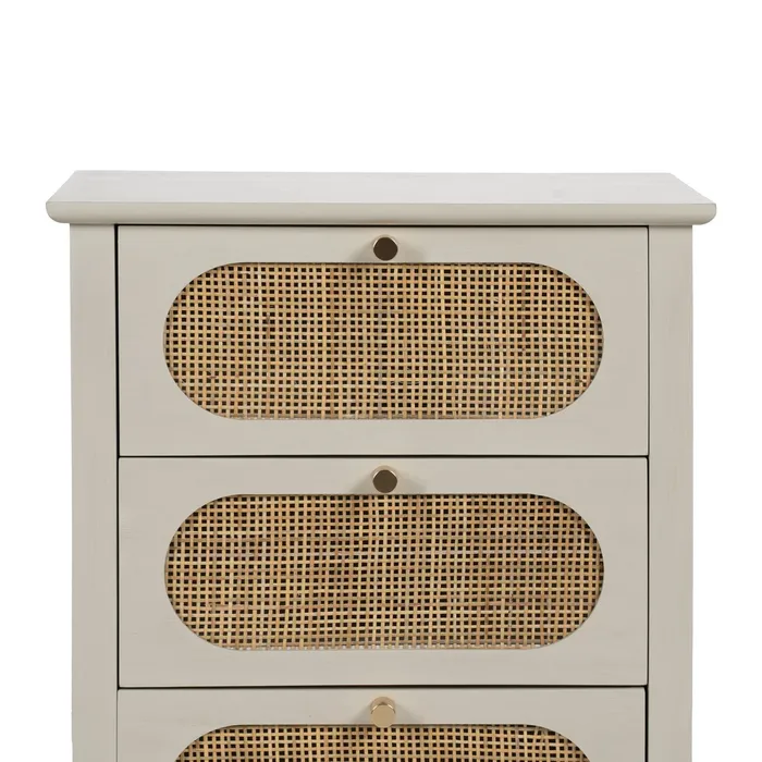 Noptiera alba MDF si ratan|Mobilier organizare elegant [5]