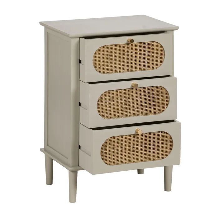 Noptiera alba MDF si ratan|Mobilier organizare elegant [3]