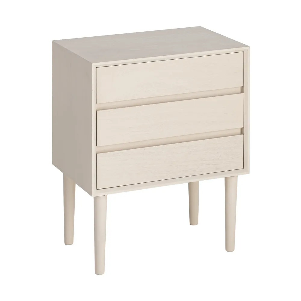 Noptieră din MDF crem cu trei sertare [2]
