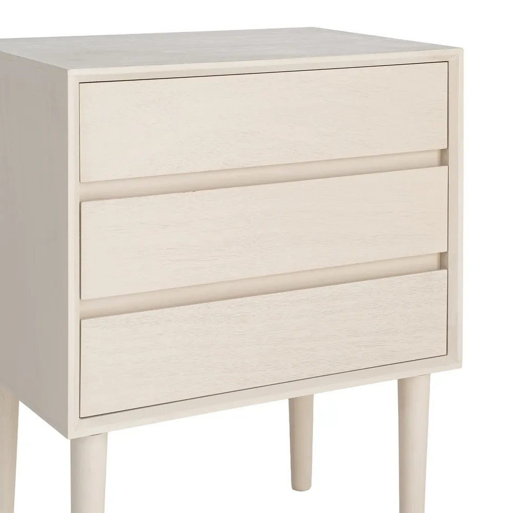 Noptieră din MDF crem cu trei sertare [4]