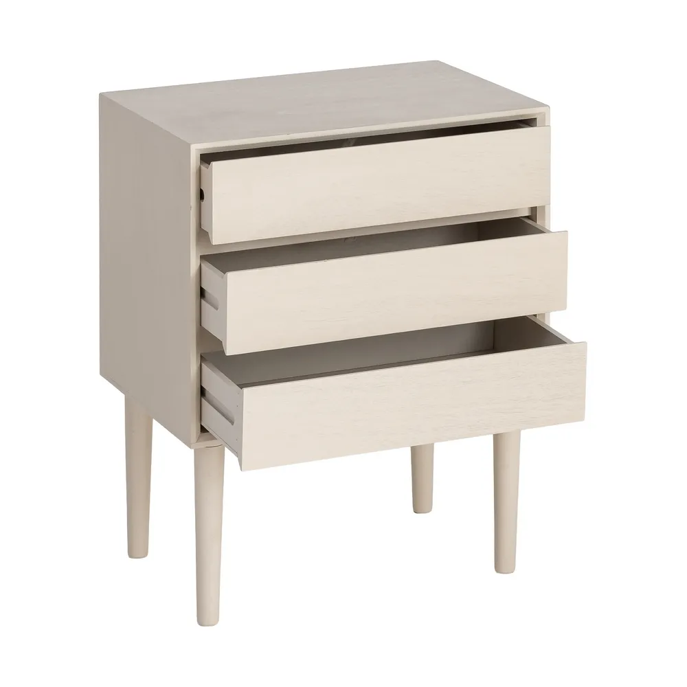 Noptieră din MDF crem cu trei sertare [3]