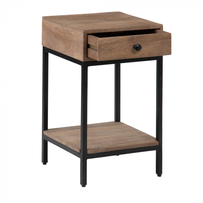 Noptiera Compacta din Lemn de Mango si Fier - Design Modern CreativDeco [3]
