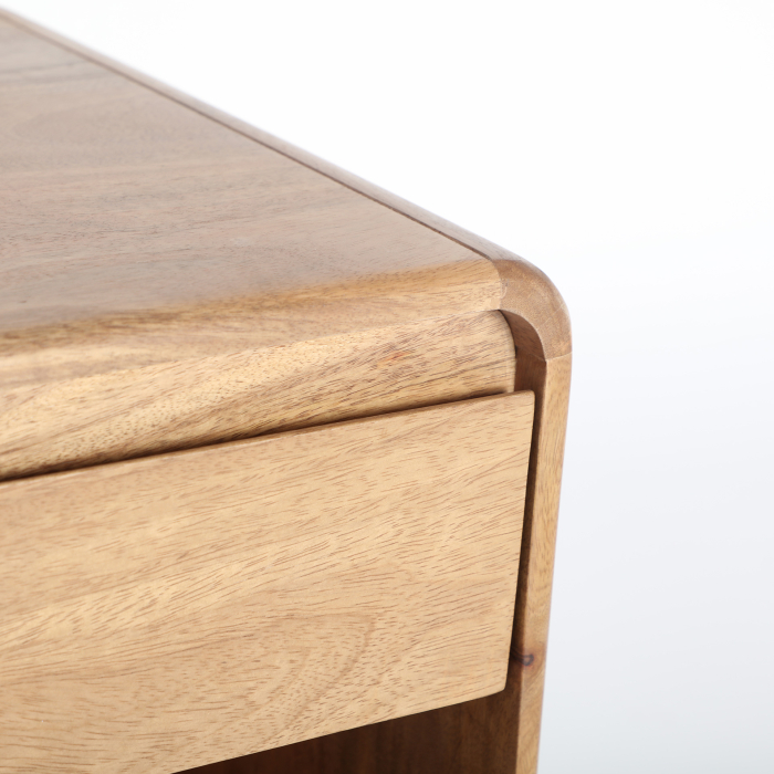 Noptieră din lemn de mango maro cu sertar și spațiu deschis pentru dormitor [3]