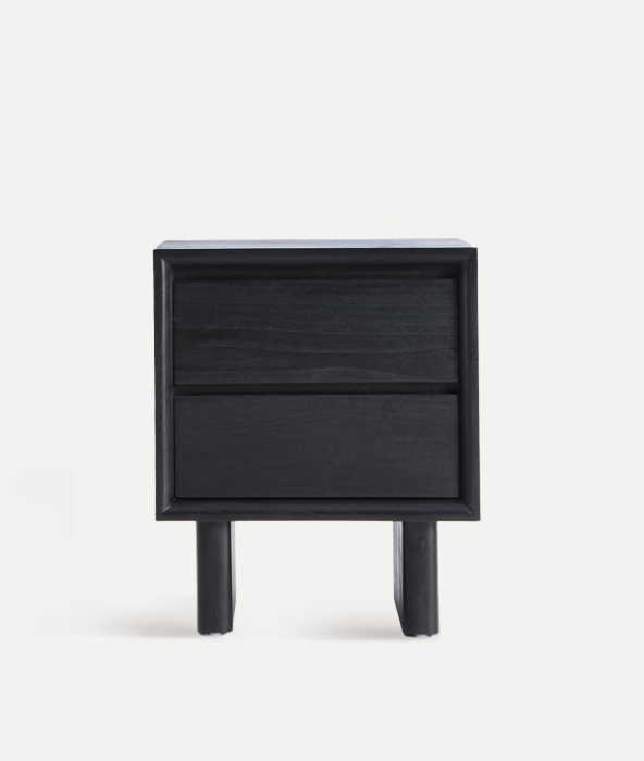 Noptieră din lemn de mindi cu două sertare și design contemporan Demmin [2]