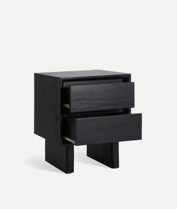 Noptieră din lemn de mindi cu două sertare și design contemporan Demmin [3]