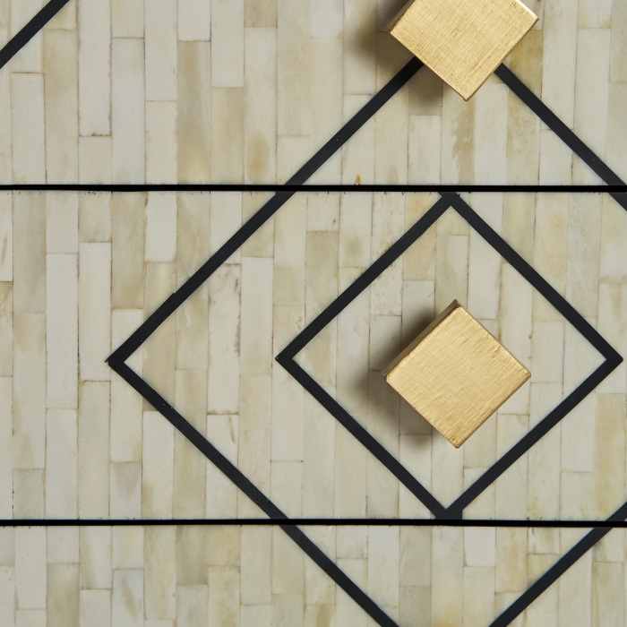 Noptiera Art Deco MDF negru alb auriu|Noptiere luxoase [6]