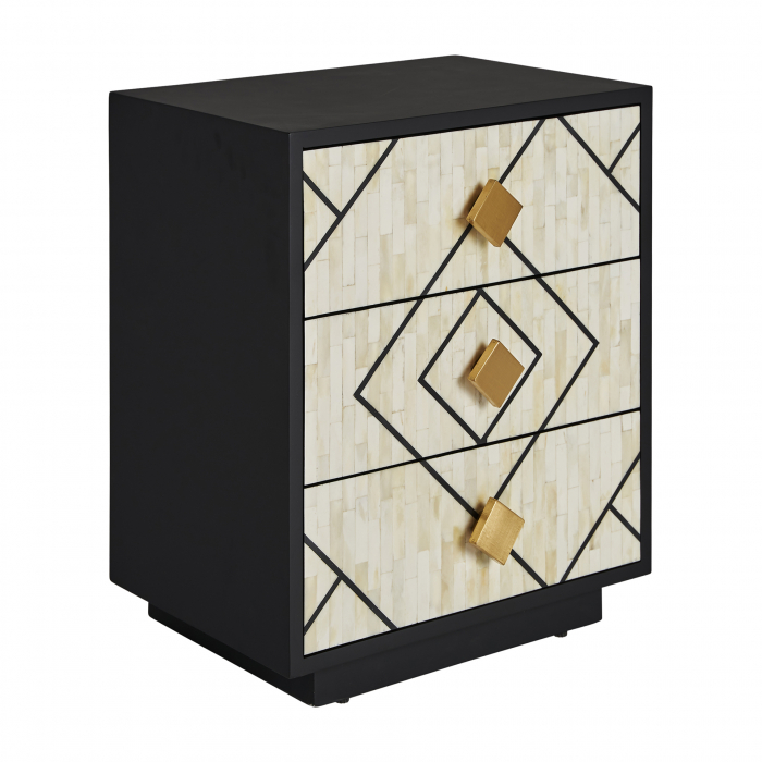 Noptiera Art Deco MDF negru alb auriu|Noptiere luxoase [2]