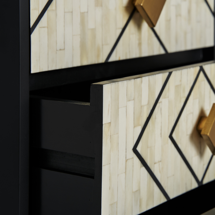 Noptiera Art Deco MDF negru alb auriu|Noptiere luxoase [5]