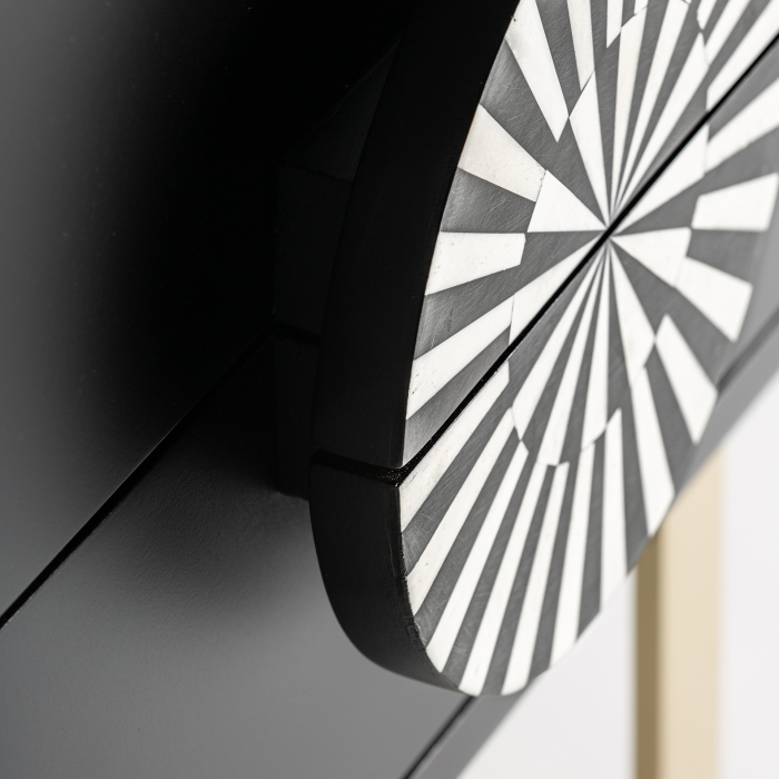 Noptiera Art Deco MDF negru alb auriu|Noptiere elegante [4]