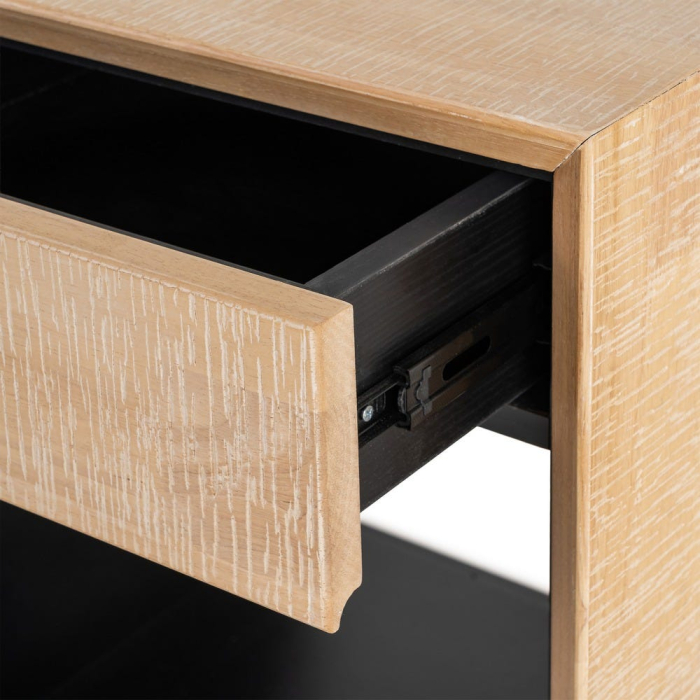 Noptieră din lemn natur cu sertar și nișă picioare metalice negre – imagine principală [6]