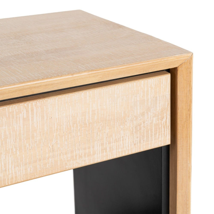 Noptieră din lemn natur cu sertar și nișă picioare metalice negre – imagine principală [5]