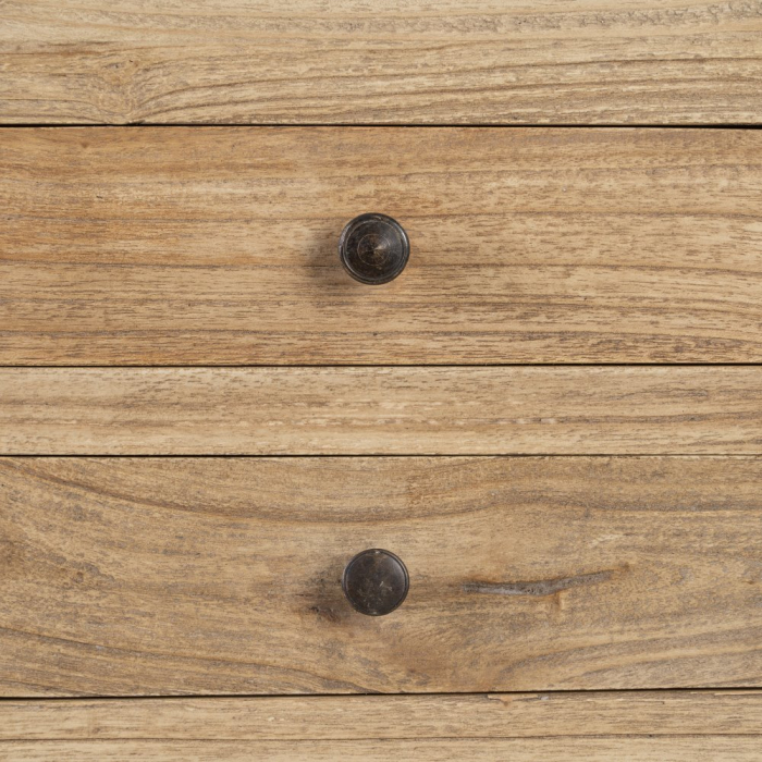 Noptieră din lemn natural de mindi cu 2 sertare și raft 45x30x66 cm [5]