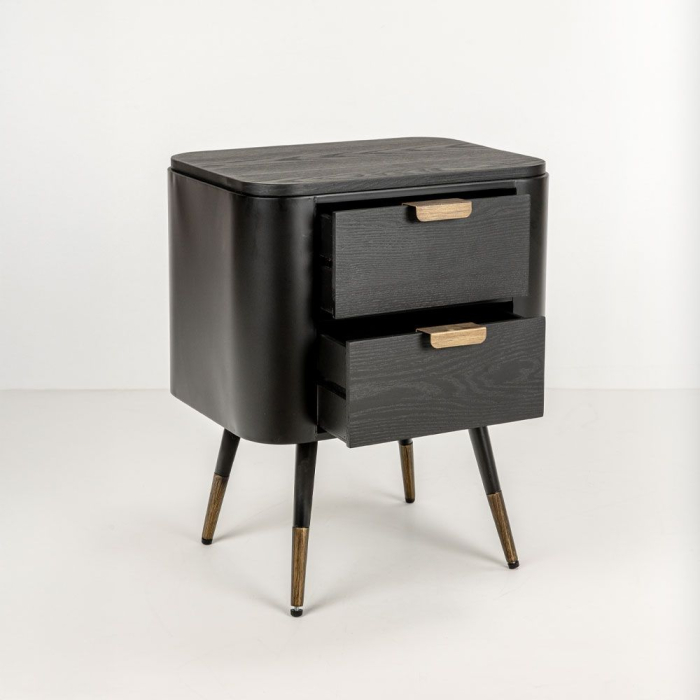 Noptiera Colombo negru auriu sertare elegante dormitor [3]