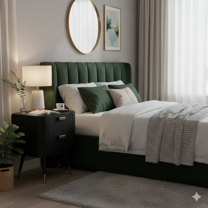 Noptiera Colombo negru auriu sertare elegante dormitor [9]