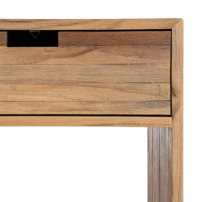 Noptieră din lemn reciclat de tec maro cu sertar si raft deschis 45x30x60 cm [9]