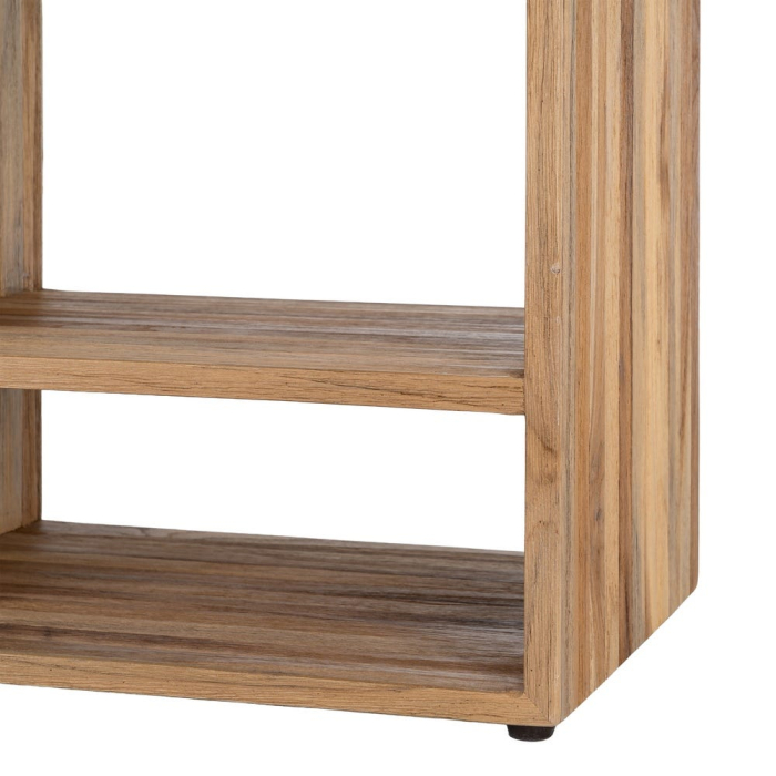 Noptieră din lemn reciclat de tec maro cu sertar si raft deschis 45x30x60 cm [10]