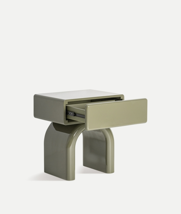 Noptieră din MDF verde cu sertar, design contemporan [2]