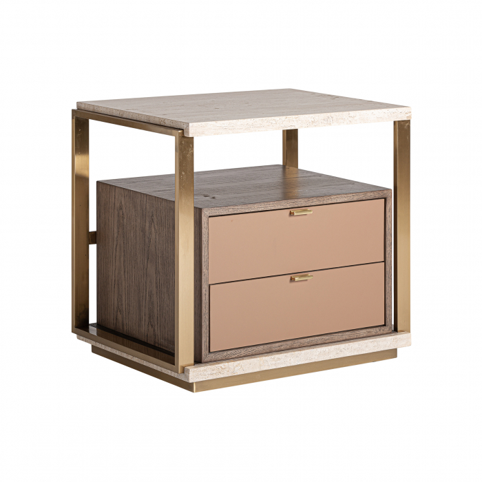 Noptiera Art Deco travertin|Noptiere elegante premium [2]