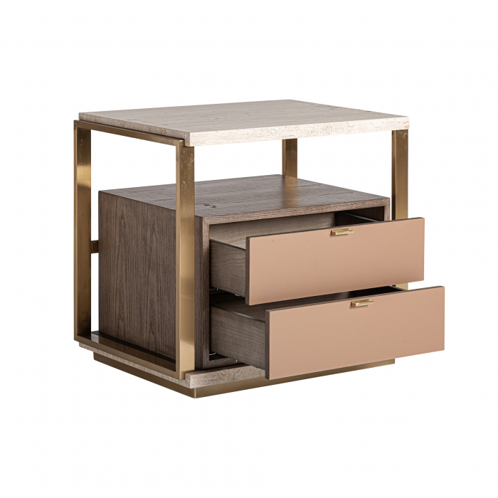 Noptiera Art Deco travertin|Noptiere elegante premium [3]