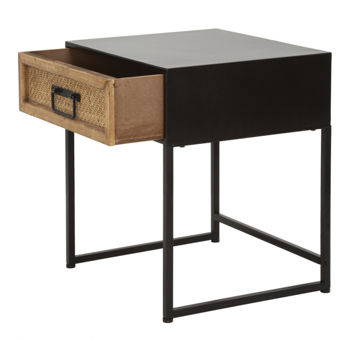Noptiera metalica neagra cu sertar rustic Hanoi [6]