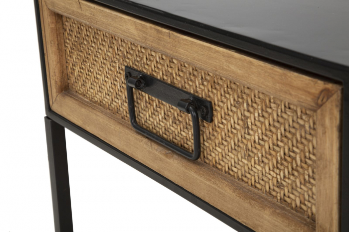Noptiera metalica neagra cu sertar rustic Hanoi [5]