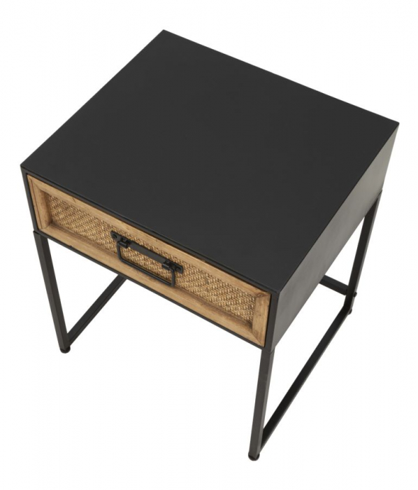 Noptiera metalica neagra cu sertar rustic Hanoi [4]